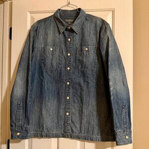 LL BEAN MEN'S SIGNATURE DENIM WORKSHIRT, SIZE LARGE, EXCELLENT CONDITION